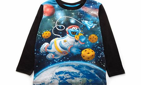 Boys Cookie Monster Long Sleeved Top, black