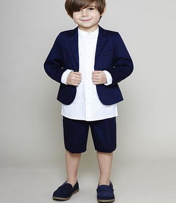 Bhs Boys JRM Navy Cotton Sateen Chino Shorts, navy