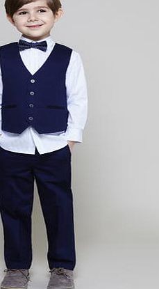Bhs Boys JRM Navy Cotton Sateen Waistcoat, Shirt,