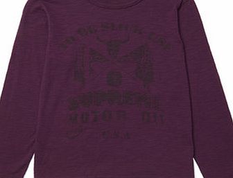 Bhs Boys Purple Long Sleeved Print Top, purple