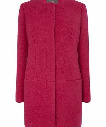 Bhs Bright Pink Collarless Coat, bright pink