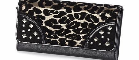 Bhs Bronze Leopard Print Studded Purse, bronze
