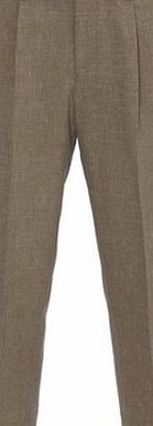 Bhs Brown Linen Look Regular Fit Pleat Front
