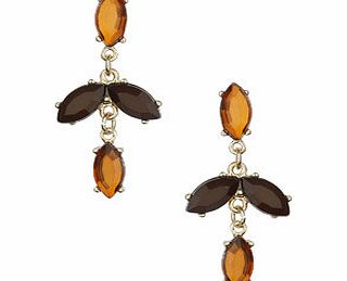 Bhs Brown Navette Stone Drop Earrings, brown
