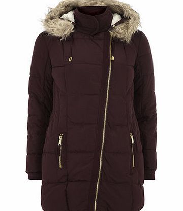 Bhs Burgundy Padded Zip Front Coat, red 19127883874
