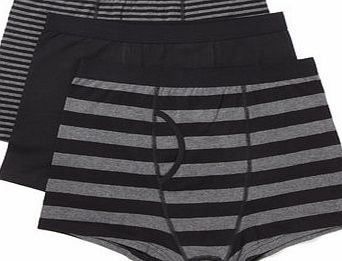 Bhs Charcoal 3 Pack Stripe Trunks, Black BR60T11GBLK