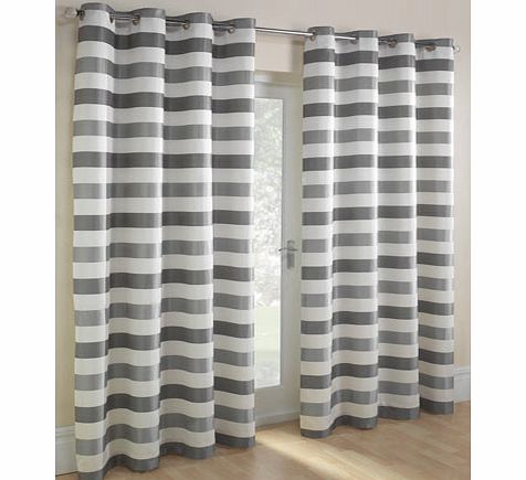 Charcoal Striped Jacquard eyelet Curtain,