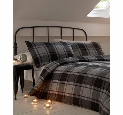 Bhs Charcoal Weston Brushed Cotton Bedding Set,