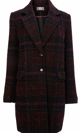Bhs Check City Coat, burgundy 8317390012