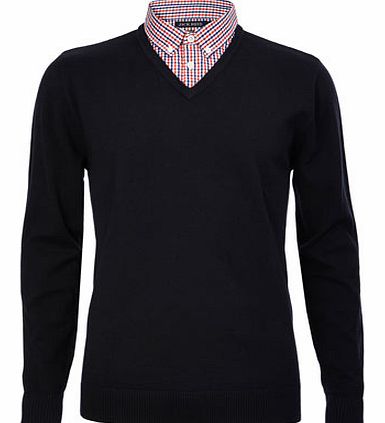 Bhs Check Mock Shirt Jumper, Blue BR53M01ENVY