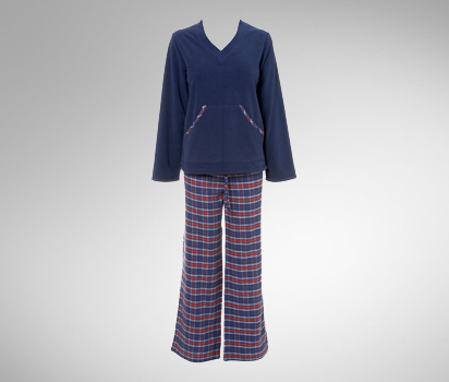 Check pant fleece top pyjama set