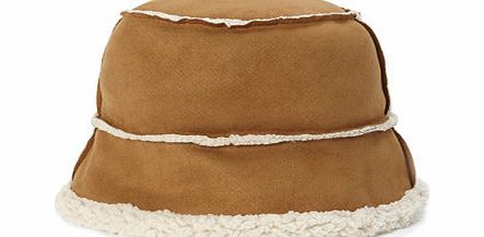 Bhs Chestnut Faux Shearling Downbrim Hat, chestnut