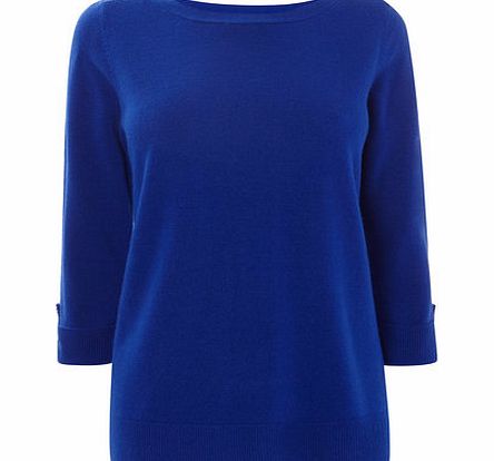 Bhs Cobalt Supersoft Stepback Hem Jumper, cobalt