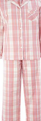 Bhs Coral Check Revere Cotton Pyjama, coral 733693641