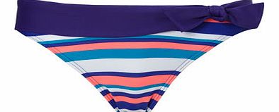 Coral Multi Stripe Print Bikini Bottoms, orange