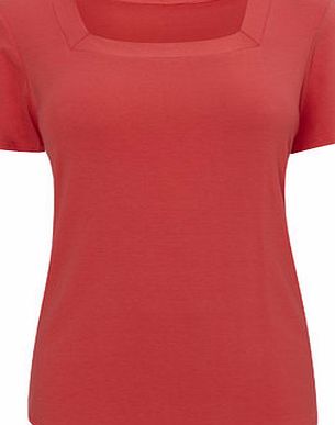 Bhs Coral Square Neck Top, papaya 18930533747