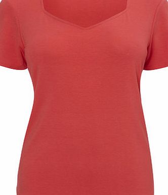 Bhs Coral Sweetheart Neck Top, papaya 18930523747