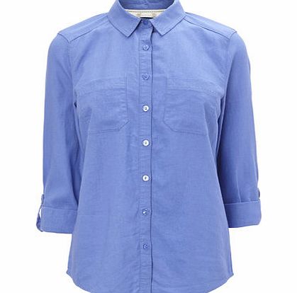 Bhs Cornflower Collared Linen Blend Shirt,