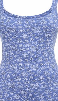 Bhs Cornflower Floral Double Strap Cami, cornflower