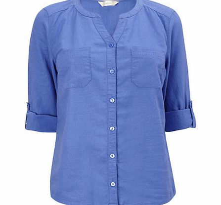 Bhs Cornflower Linen Blend Shirt, cornflower