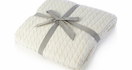 Cotton  Co cream cable knit throw, cream