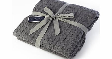 Cotton  Co grey cable knit throw, dark grey