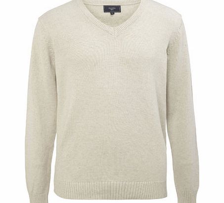 Bhs Cotton Cream V-Neck Jumper, Cream BR53B11FNAT