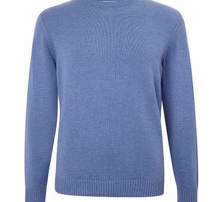 Bhs Cotton Rich Crew Neck Blue Jumper, Blue