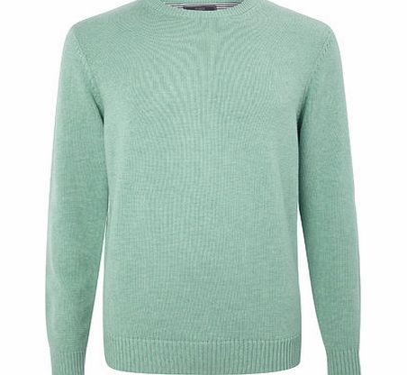 Bhs Cotton Rich Crew Neck Light Green Jumper, Green
