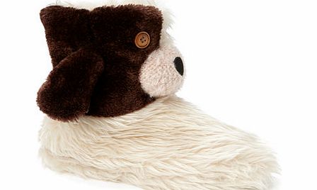 Bhs Cream Doggy Design Bootie Slipper, cream multi