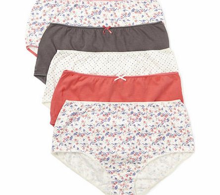 Bhs Cream Floral Botanical 5 Pack Full Briefs,