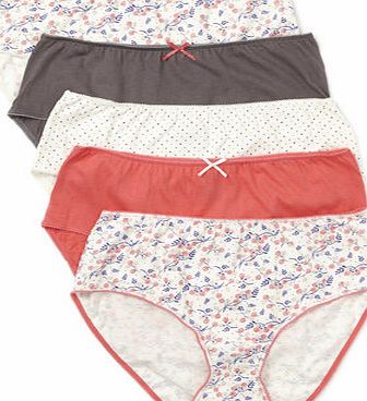 Bhs Cream Floral Botanical 5 Pack Midi Briefs,