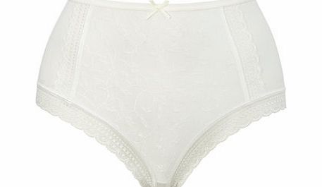 Bhs Cream Jacquard and Lace Full Brief, cream
