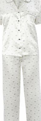 Bhs Cream Multi Ladies Floral Satin Pyjama Set,