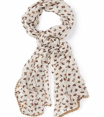 Cream Multi Mini Butterfly Scarf, cream multi