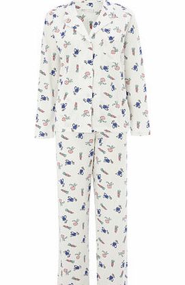 Bhs Cream Multi Revere Pyjama, cream multi 733635318