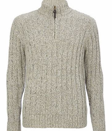 Bhs Cream Ribbed Half Zip Jumper, Cream BR53E04FNAT