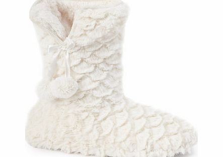 Bhs Cream Scallop Fur Bootie, cream 6007070005