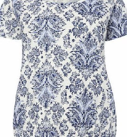 Bhs Cream Short Sleeve Floral Bubble Top, cream