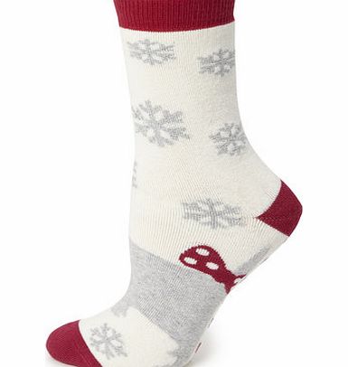 Cream Side by Side Scotty Bed Socks, cream