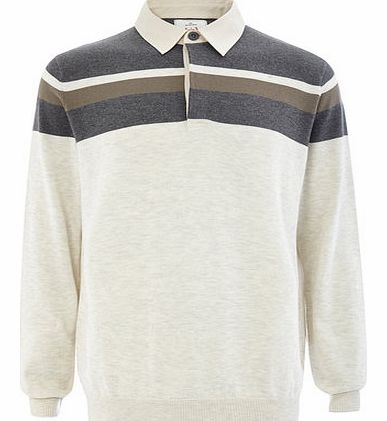 Bhs Cream Stripe Collar Rugby Jumper, Cream
