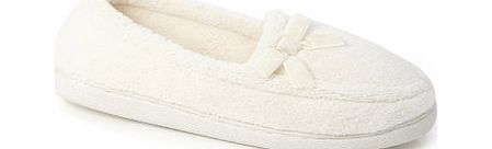 Bhs Cream Velvet Bow Closed Back Slippers, cream