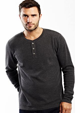 Dark Grey Long Sleeve Waffle, Grey BR54E02BBLK