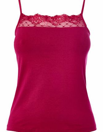 Dark Pink Sequin Lace Camisole, dark pink