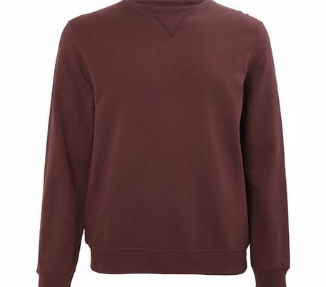 Bhs Dark Red Crew Neck Sweatshirt, BURGUNDY