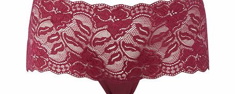 Bhs Dark Red Lace Short, plum 4803770964
