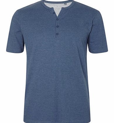 Denim Marl Y Neck T-Shirt, Blue BR62T03DBLU