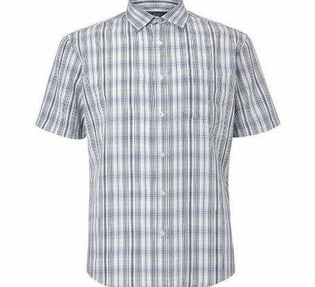 Bhs Dobby Check Short Sleeved Shirt, White BR51C20FWHT