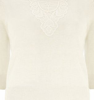 Bhs Dorothy Perkins Ivory Lace Front Jumper, white