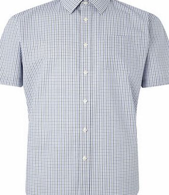 Bhs Double Blue Checked Non Iron Shirt, Blue